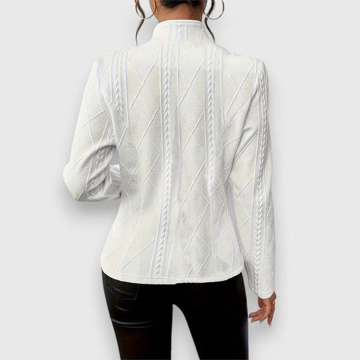 Women's Cable-Knit Textured Mock-Neck Long-Sleeve Sweater Top