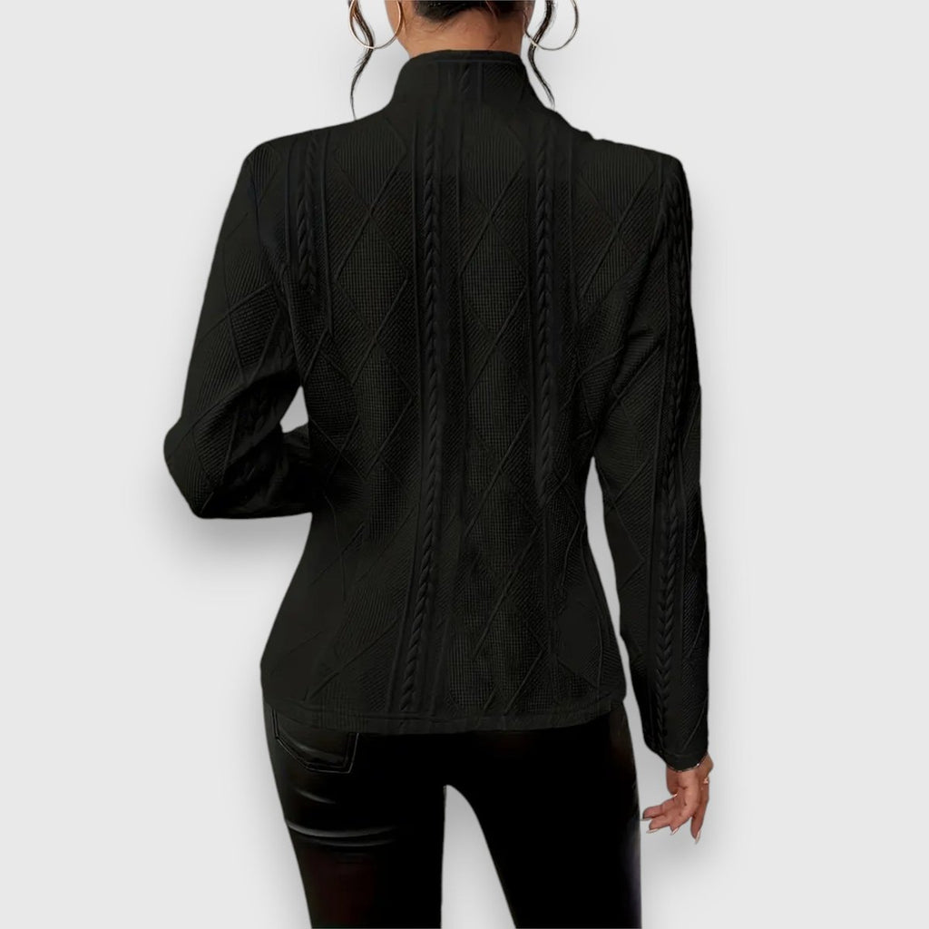 Women's Cable-Knit Textured Mock-Neck Long-Sleeve Sweater Top