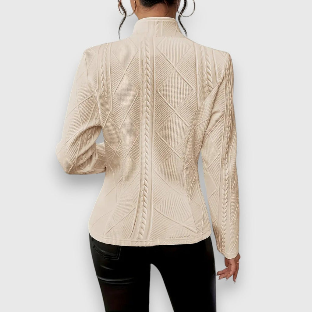 Women's Cable-Knit Textured Mock-Neck Long-Sleeve Sweater Top