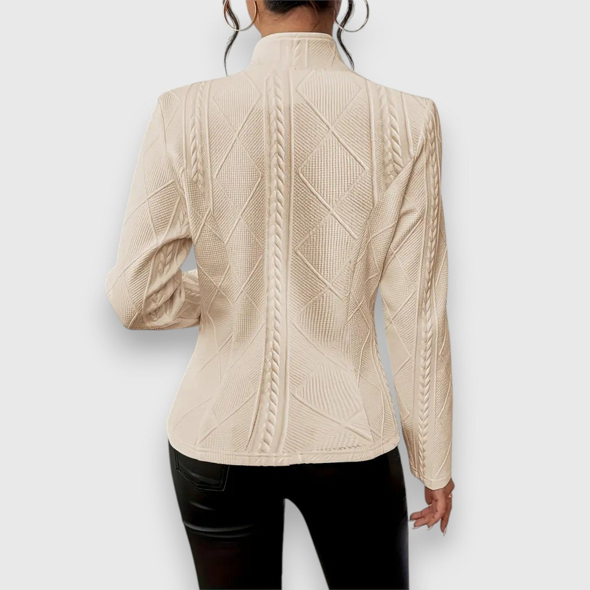 Women's Cable-Knit Textured Mock-Neck Long-Sleeve Sweater Top
