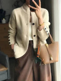 Women's Cashmere Wool Button-Front Knit Cardigan - Beige