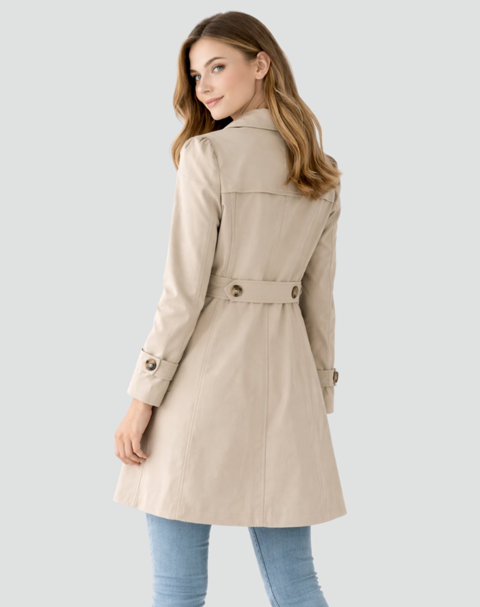 Women's Classic Double-Breasted Mid-Length Trench Coat