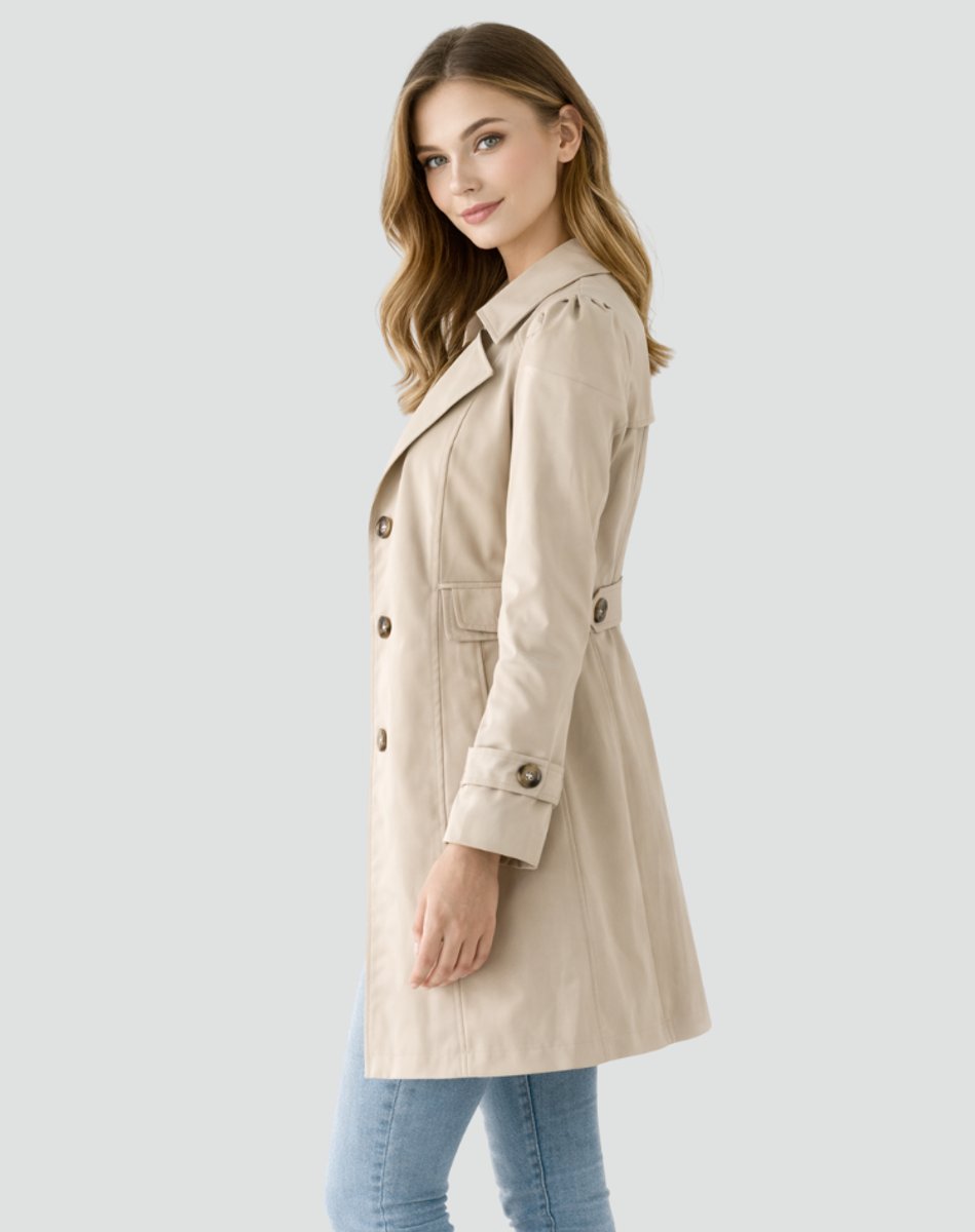 Women's Classic Double-Breasted Mid-Length Trench Coat