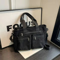 Women's Corduroy Multi-Pocket Convertible Tote Bag - Black