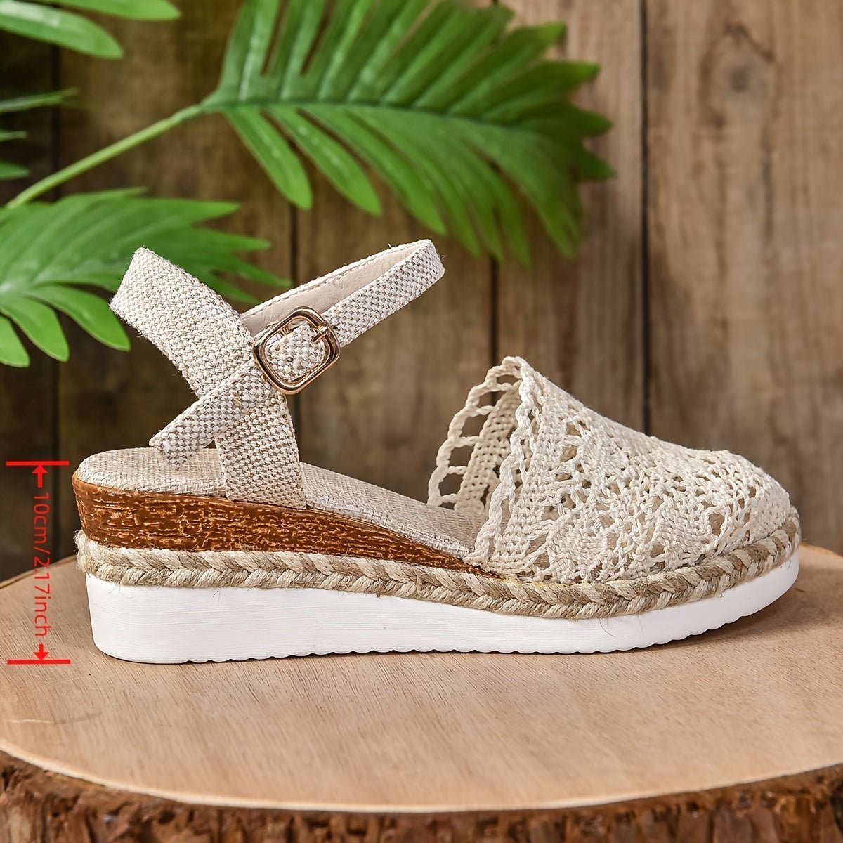 Women's Crochet Ankle-Strap Comfortable Sandals Espadrille Platform