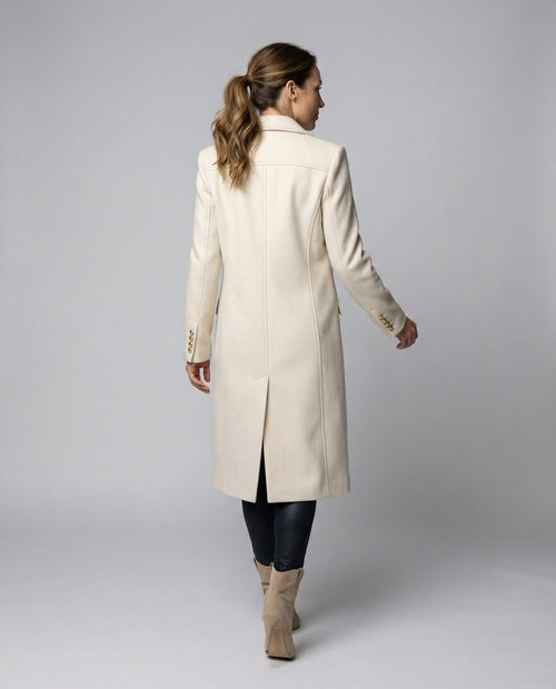 Women's Double-Breasted Long Polyester Overcoat