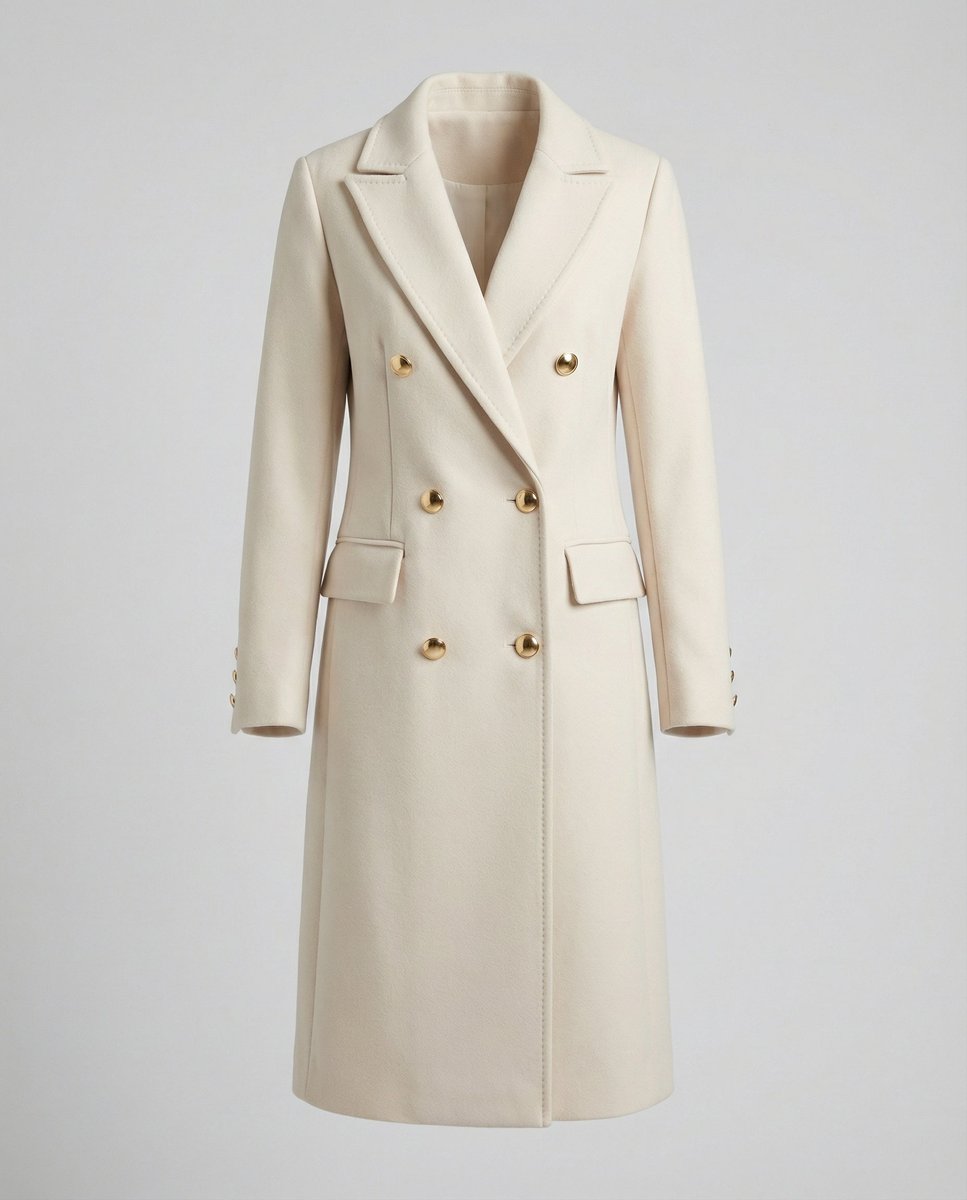 Women's Double-Breasted Long Polyester Overcoat