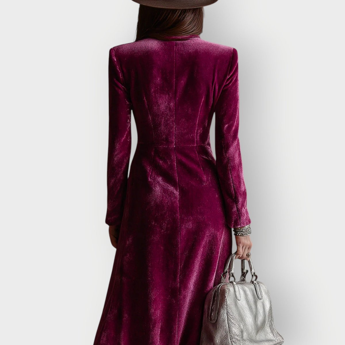 Women's Double-Breasted Velvet Maxi Formal Dress