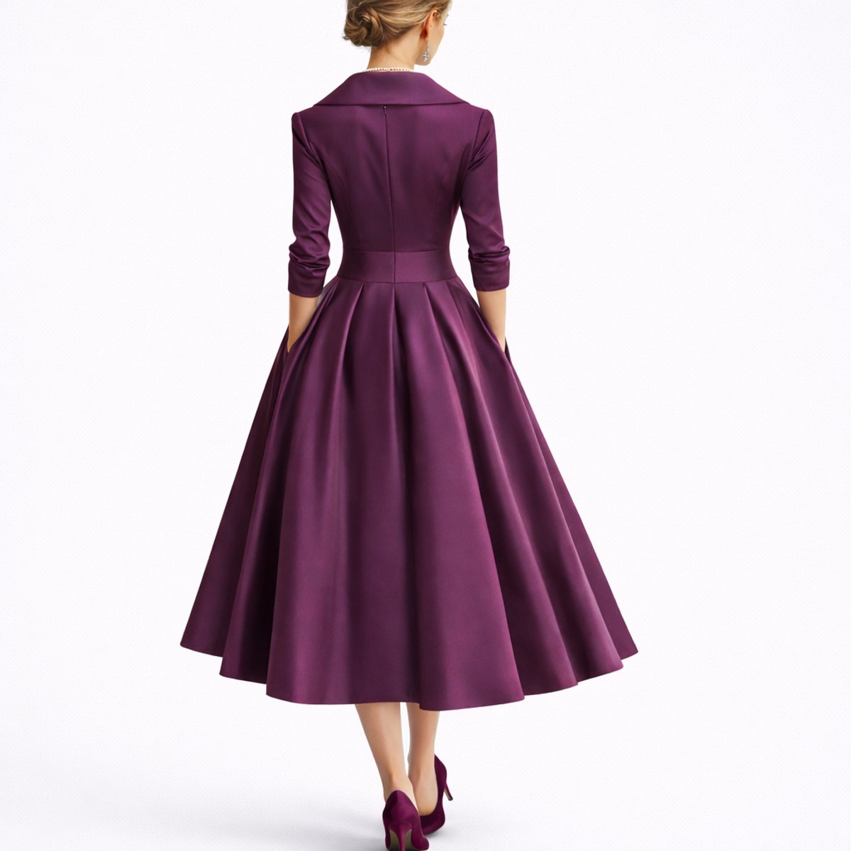 Women's Fall Wedding Guest Dresses A-Line Midi Wrap Dress