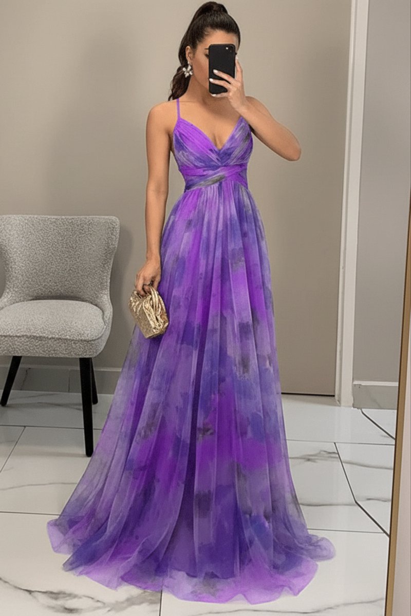 Women's Floral Maxi Cocktail Dress Sleeveless V-Neck A-Line