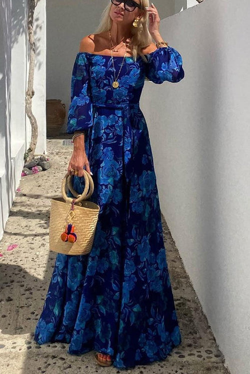 Women's Floral Off-Shoulder Maxi Mother of the Bride Dress