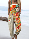 Women's Floral Print Sleeveless Wide Leg Pants Jumpsuit - Multicolor