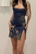 Women's Glitter Embellished Mini Cocktail Dress Celestial Fairy