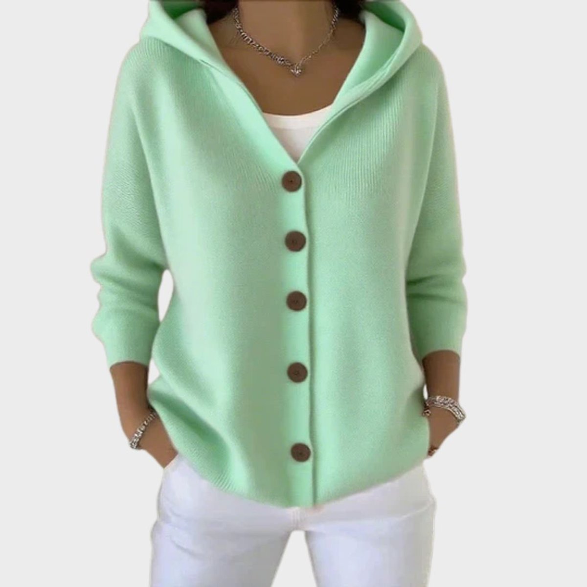 Women's Hooded Button-Front Relaxed-Fit Knit Cardigan