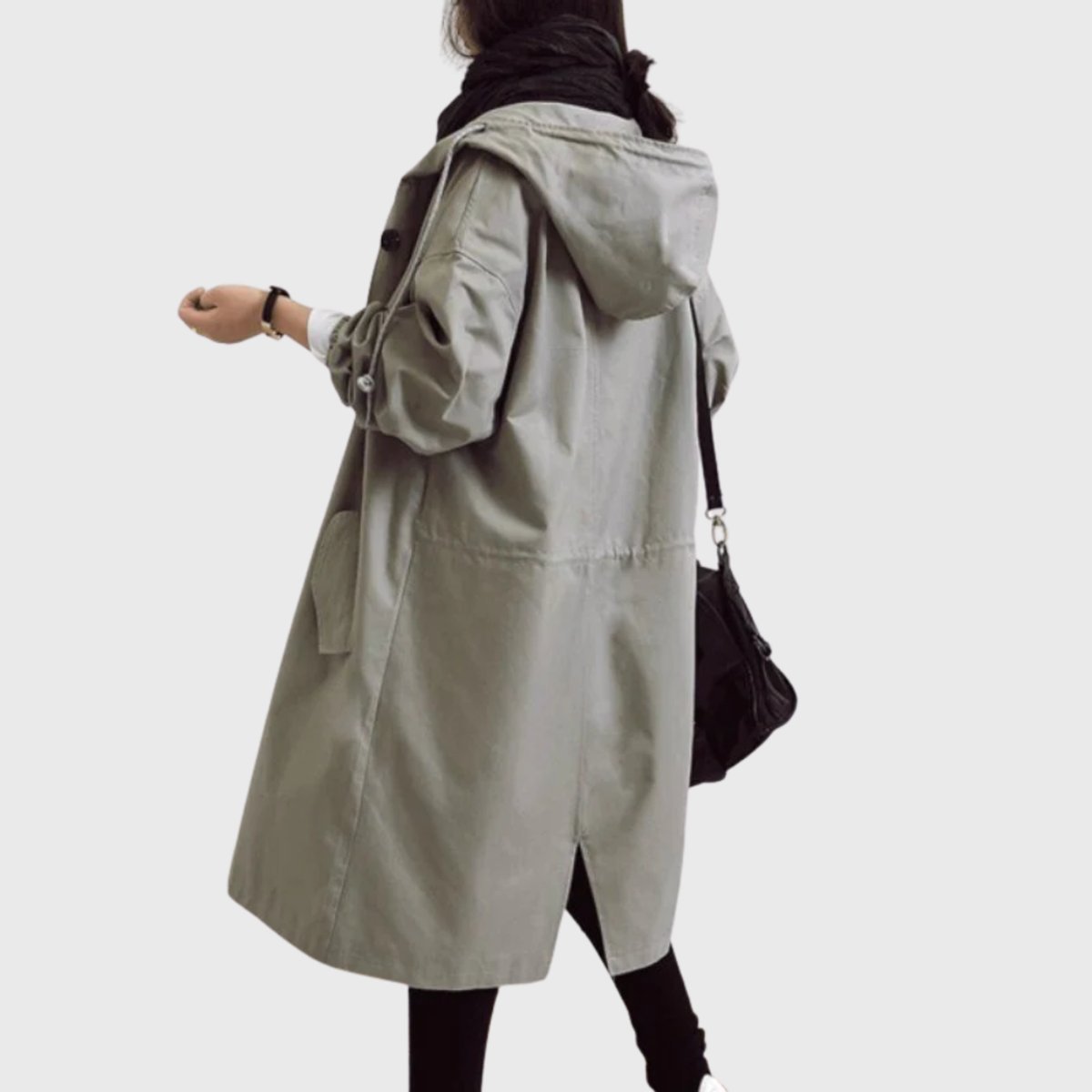 Women's Hooded Waterproof Relaxed-Fit Long Trench Coat