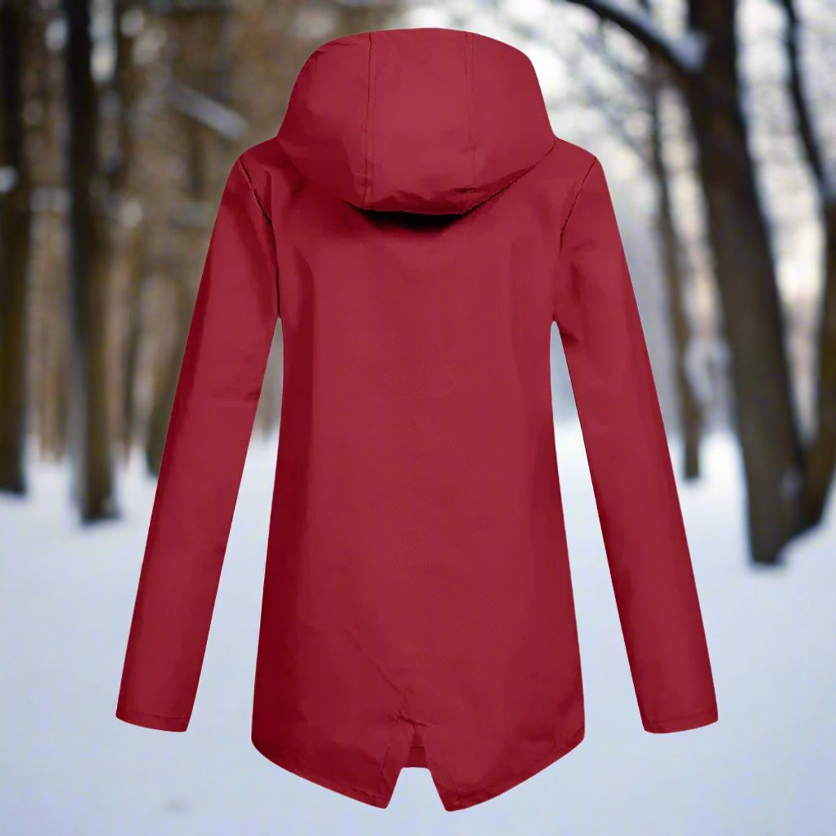 Women's Hooded Waterproof Zip-Up Rain Jacket with Pockets