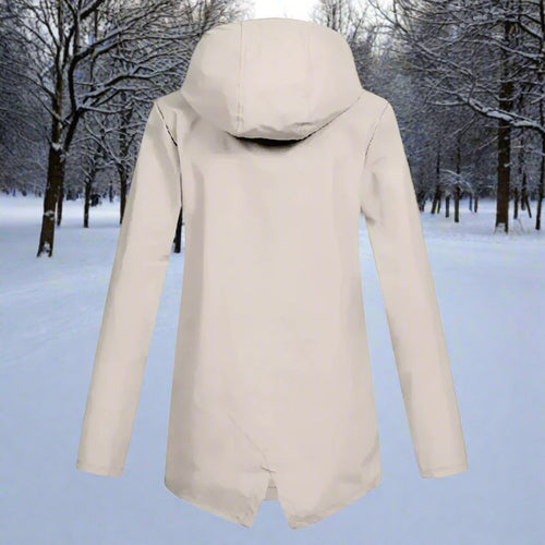 Women's Hooded Waterproof Zip-Up Rain Jacket with Pockets