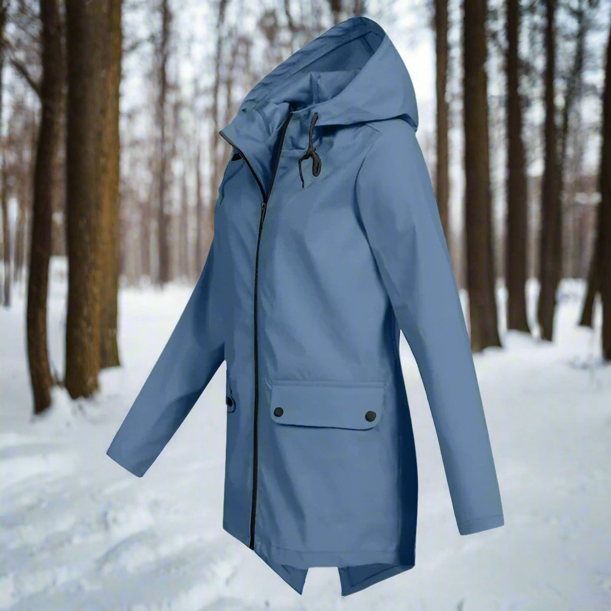 Women's Hooded Waterproof Zip-Up Rain Jacket with Pockets
