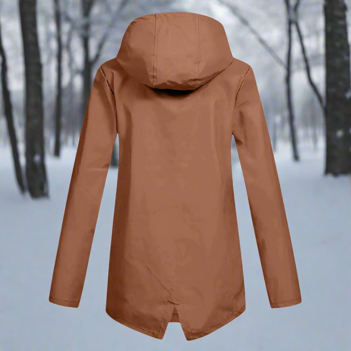 Women's Hooded Waterproof Zip-Up Rain Jacket with Pockets