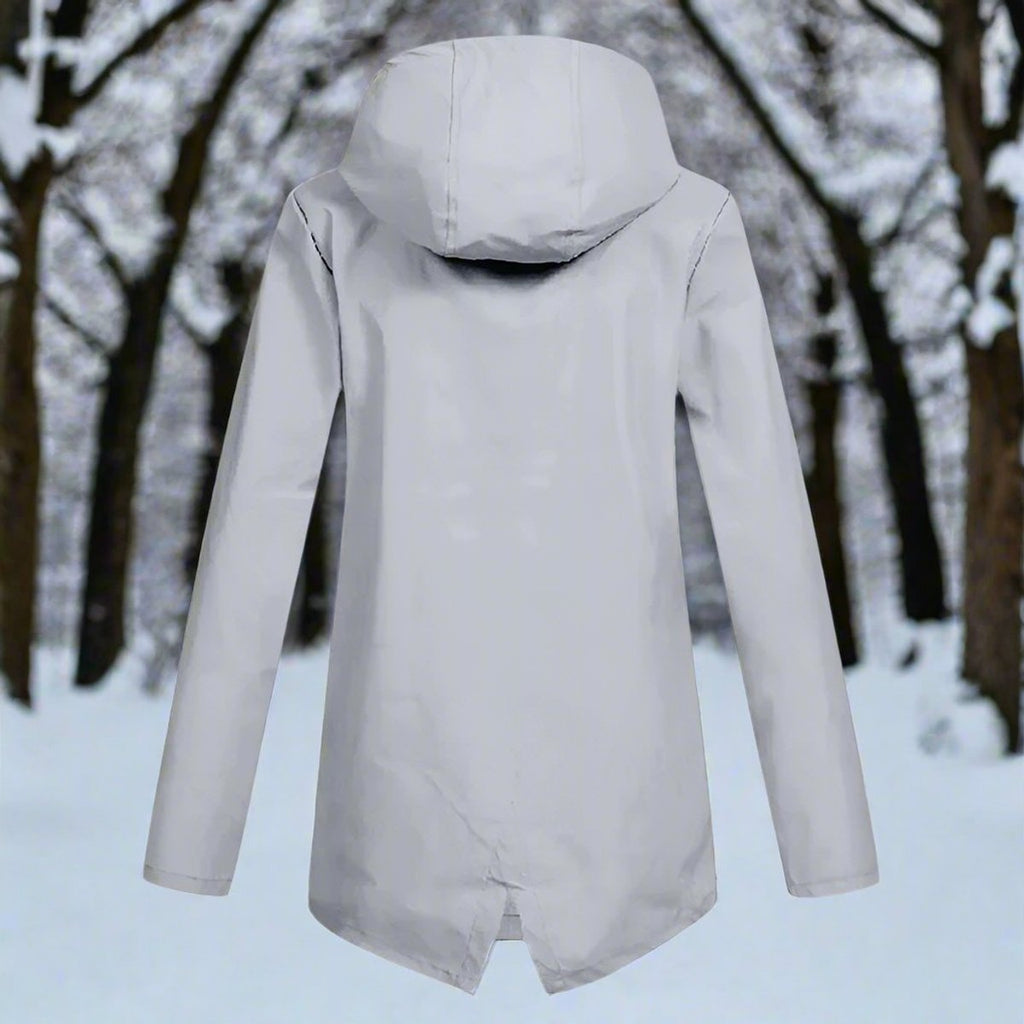 Women's Hooded Waterproof Zip-Up Rain Jacket with Pockets
