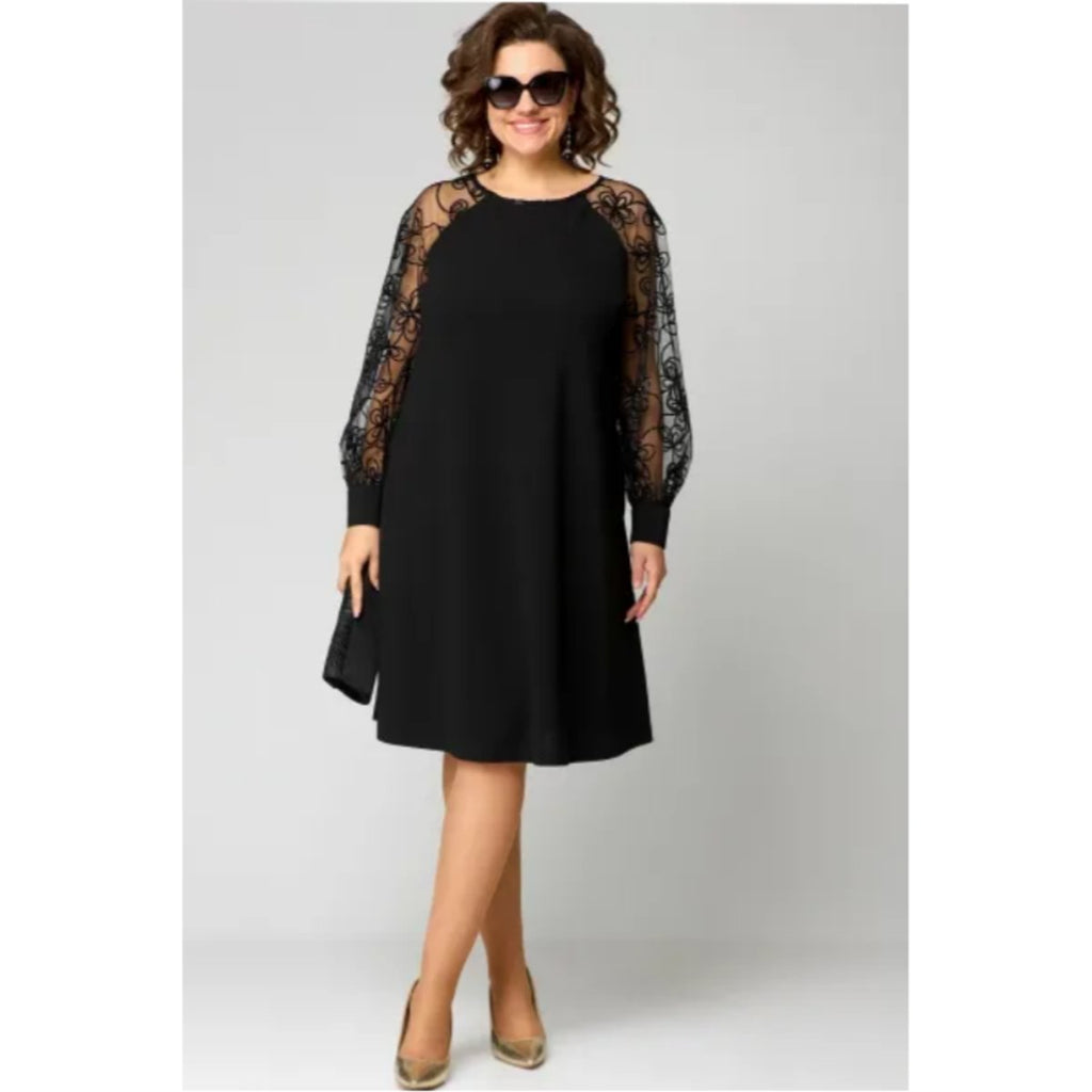 Women's Lace Sleeve A-Line Midi Formal Dresses