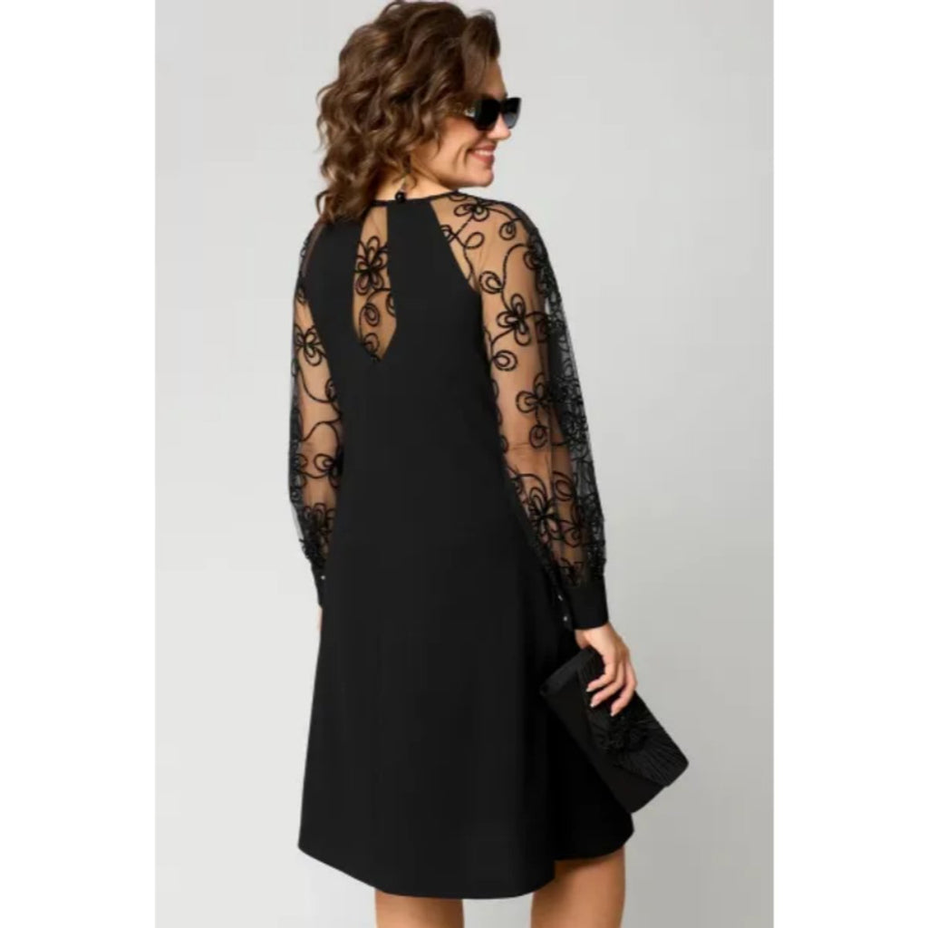 Women's Lace Sleeve A-Line Midi Formal Dresses