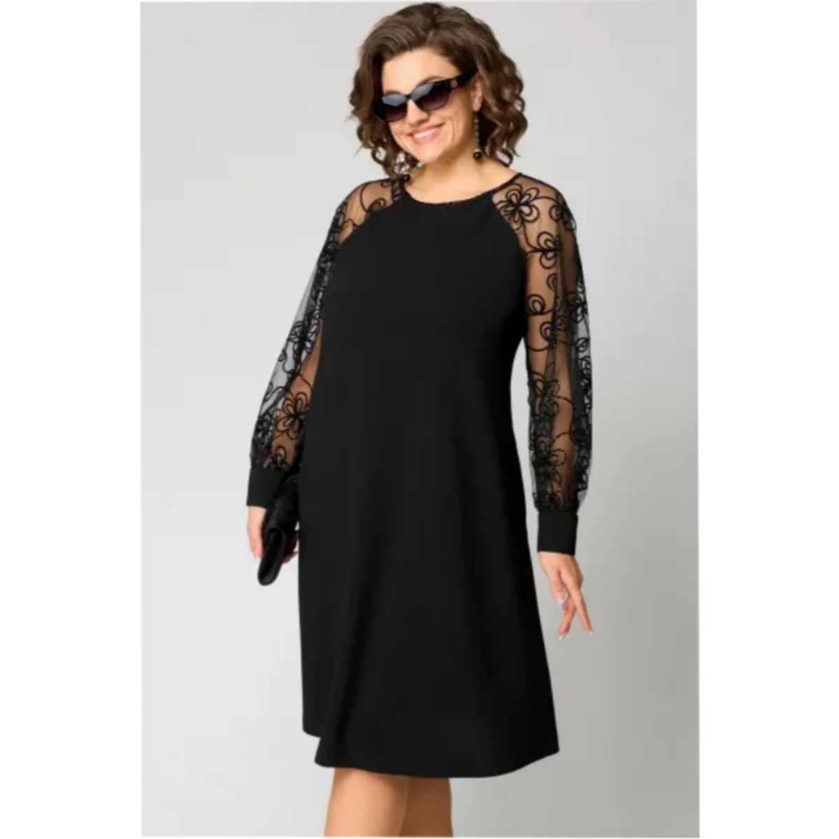 Women's Lace Sleeve A-Line Midi Formal Dresses