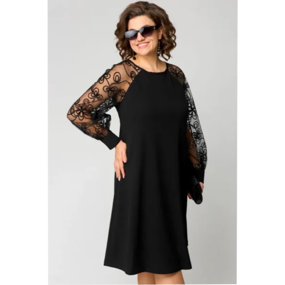 Women's Lace Sleeve A-Line Midi Formal Dresses
