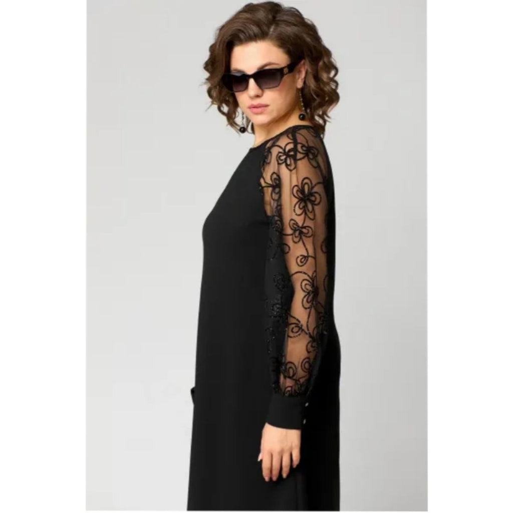 Women's Lace Sleeve A-Line Midi Formal Dresses