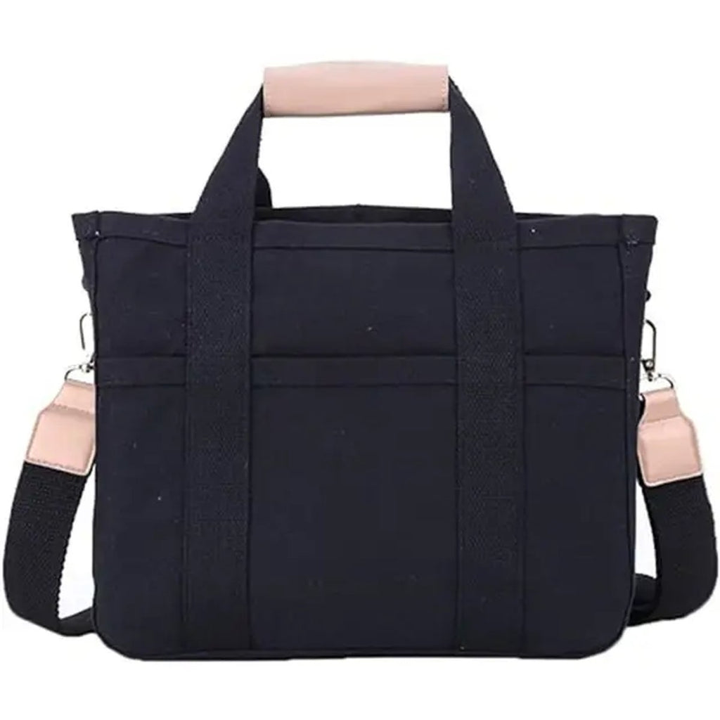 Women's Large-Capacity Multi-Pocket Canvas Tote Bag Crossbody - Black