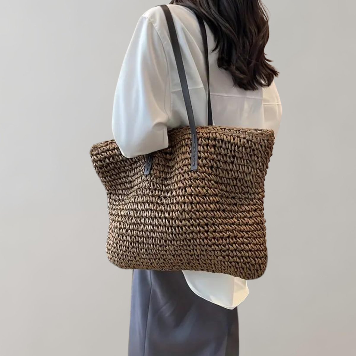 Women's Large Woven Straw Tote Bag Bohemian Beach Shoulder Bag