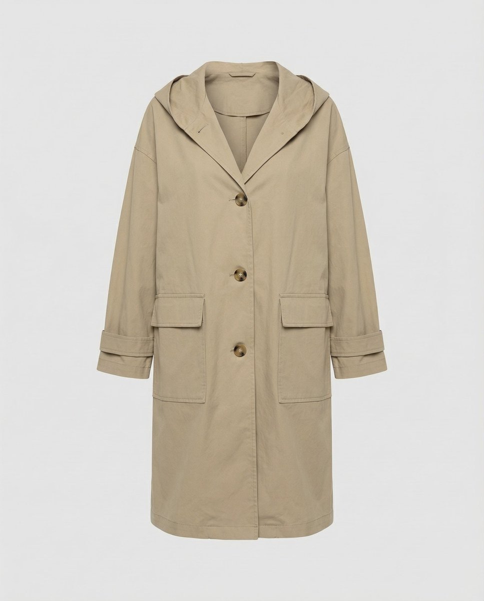 Women's Long Hooded Waterproof Windproof Trench Coat
