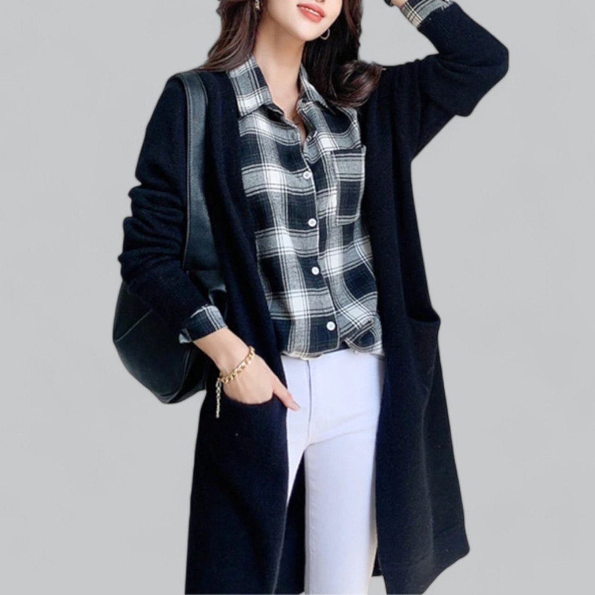Women's Long Open-Front Knit Cardigan Sweater
