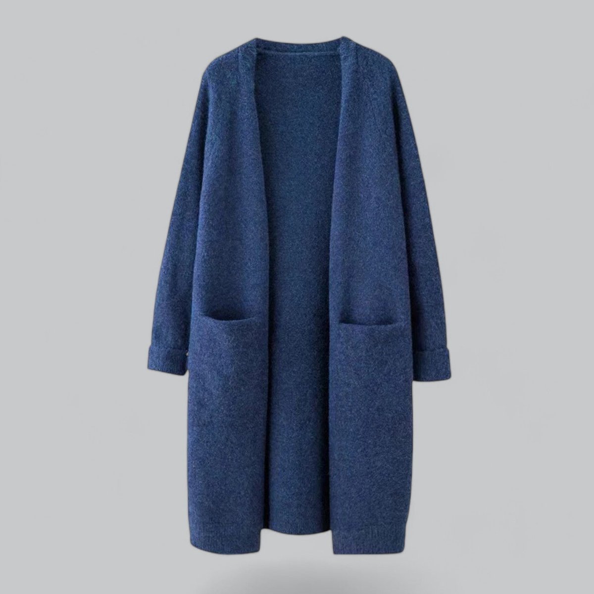Women's Long Open-Front Knit Cardigan Sweater - Blue