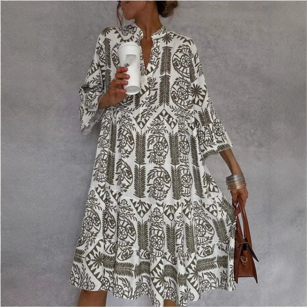 Women's Loose Floral Print Boho Tunic Dress