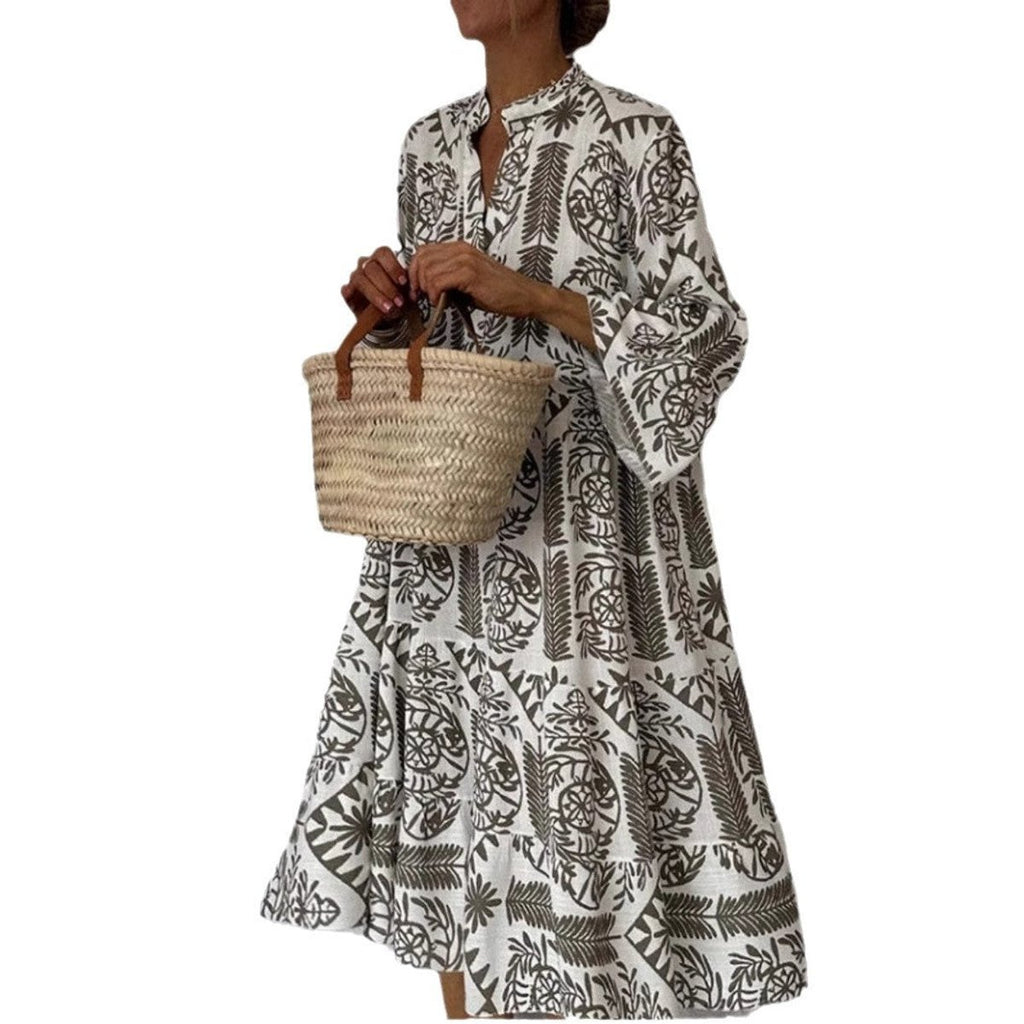 Women's Loose Floral Print Boho Tunic Dress