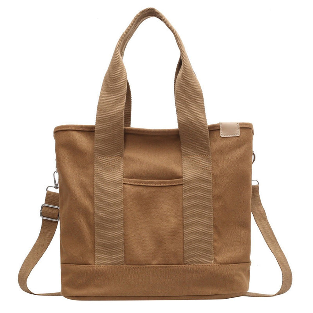 Women's Multifunction Crossbody Canvas Tote Bag Adjustable Strap - Khaki