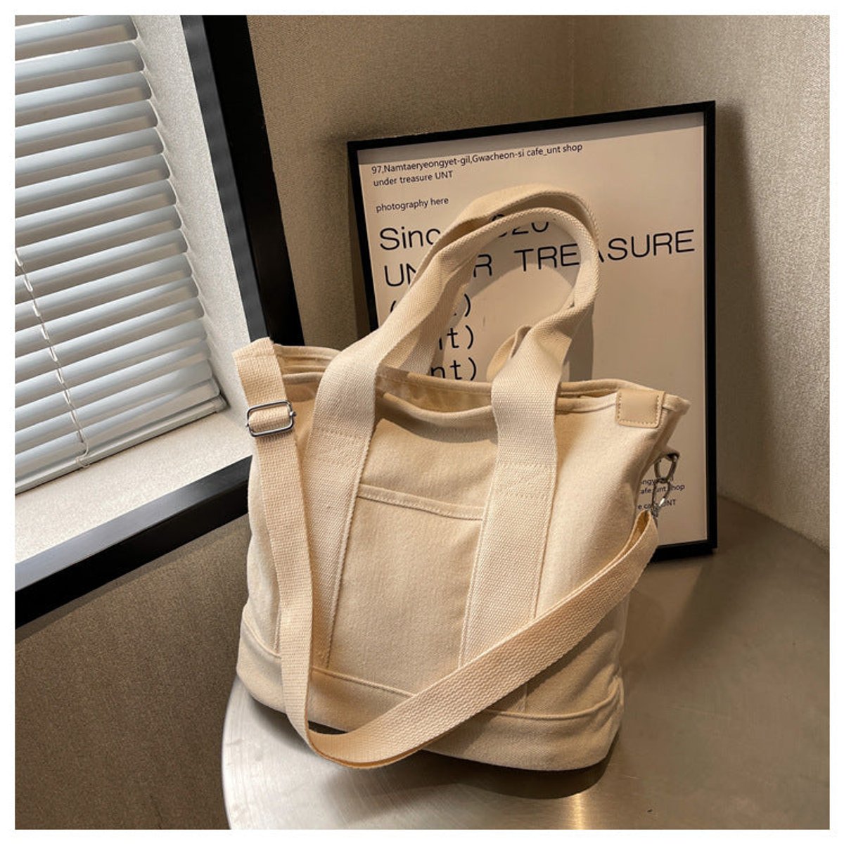 Women's Multifunction Crossbody Canvas Tote Bag Adjustable Strap