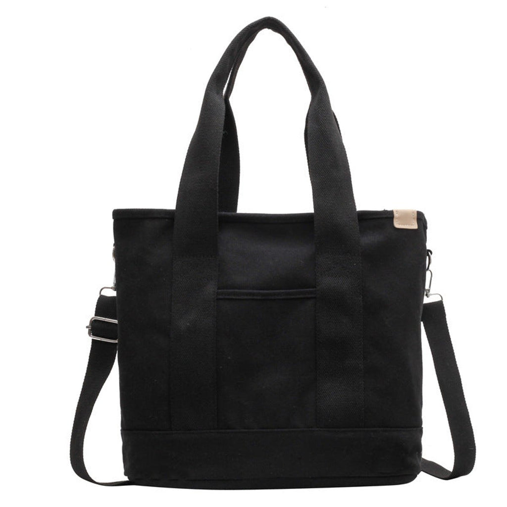 Women's Multifunction Crossbody Canvas Tote Bag Adjustable Strap - Black