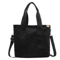 Women's Multifunction Crossbody Canvas Tote Bag Adjustable Strap - Black