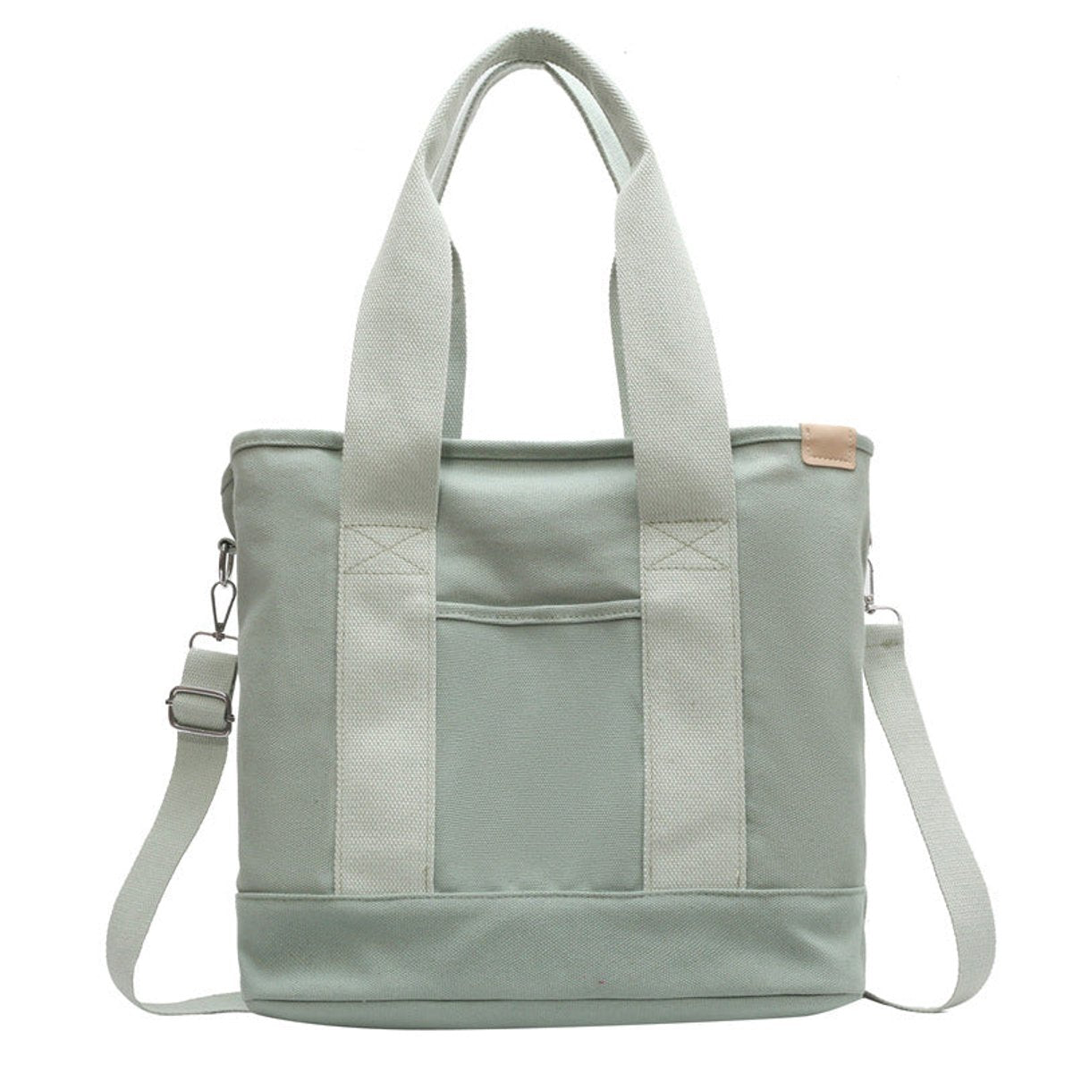 Women's Multifunction Crossbody Canvas Tote Bag Adjustable Strap - Green