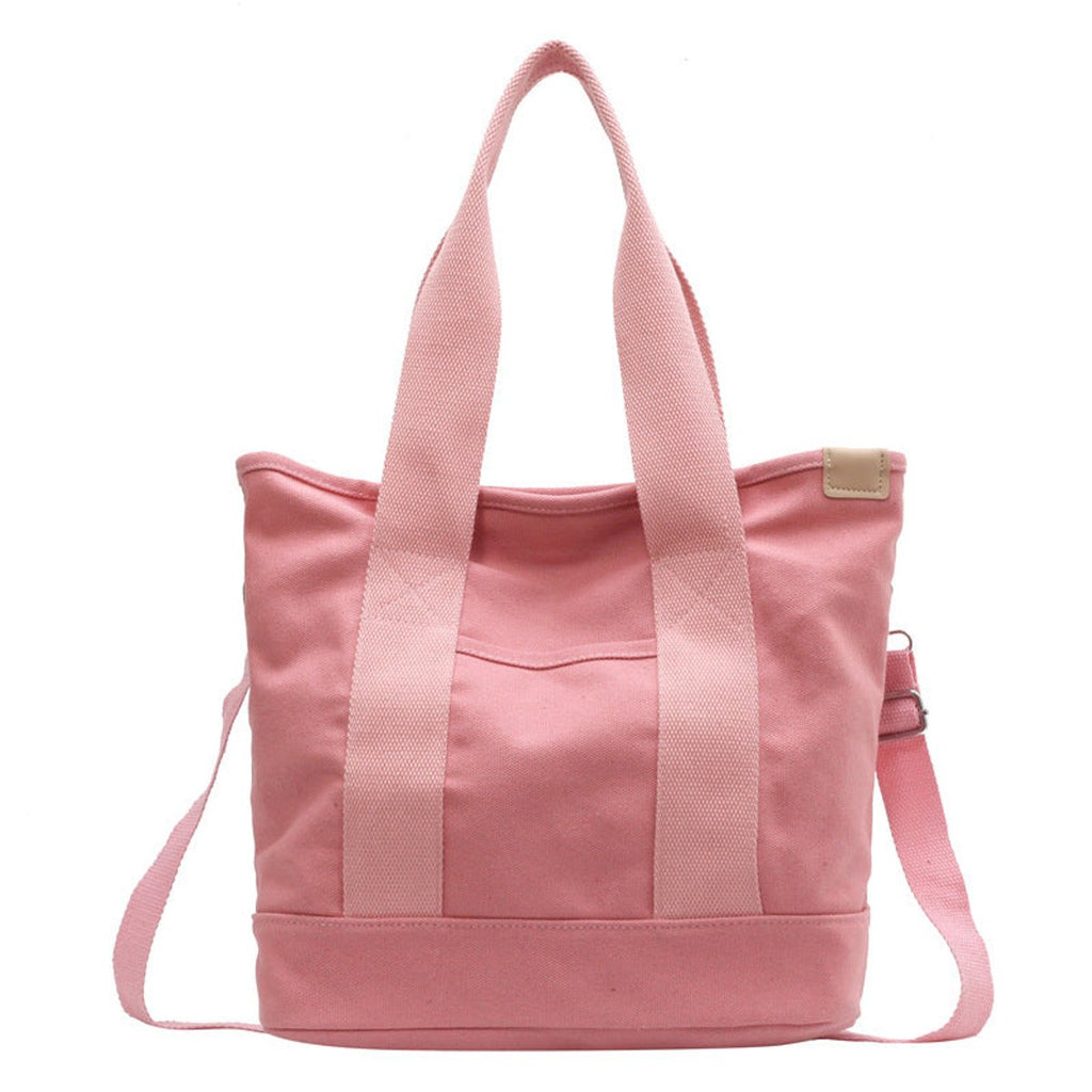 Women's Multifunction Crossbody Canvas Tote Bag Adjustable Strap - Pink