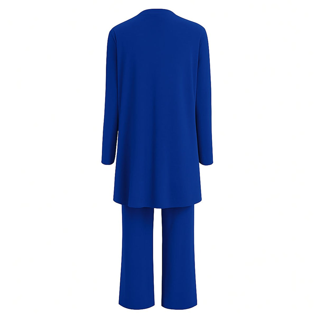 Women's Open-Front Longline Cardigan Wide-Leg Pants 3-Piece Set