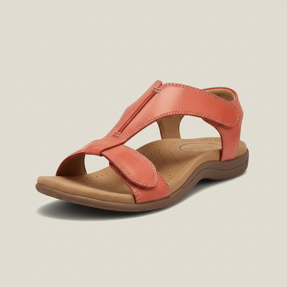 Women's Open-Toe Hook-Loop T-Strap Comfortable Sandals - Sunset Orange
