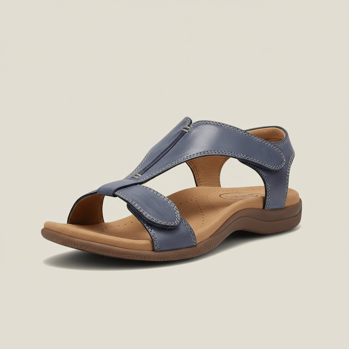 Women's Open-Toe Hook-Loop T-Strap Comfortable Sandals - Slate Blue
