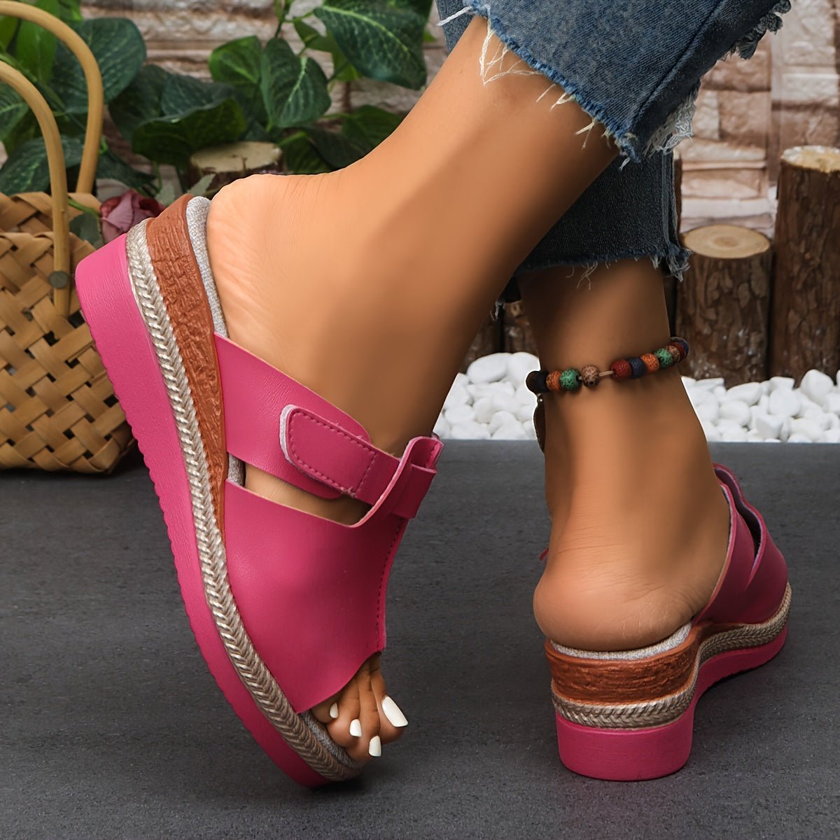 Women's Open-Toe Velcro Wedge Comfortable Sandals