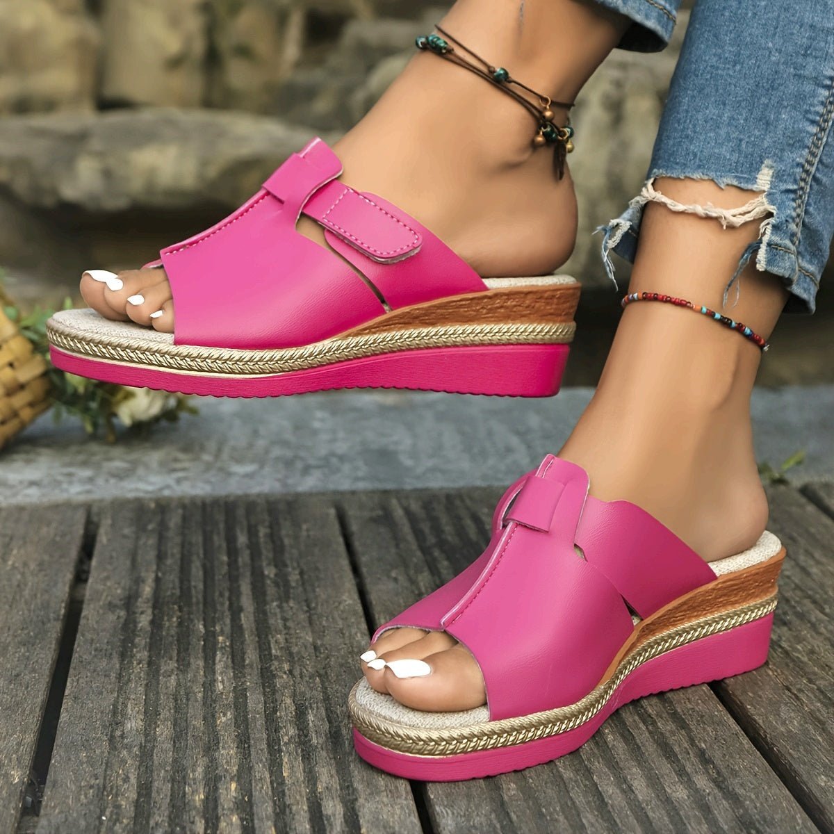 Women's Open-Toe Velcro Wedge Comfortable Sandals