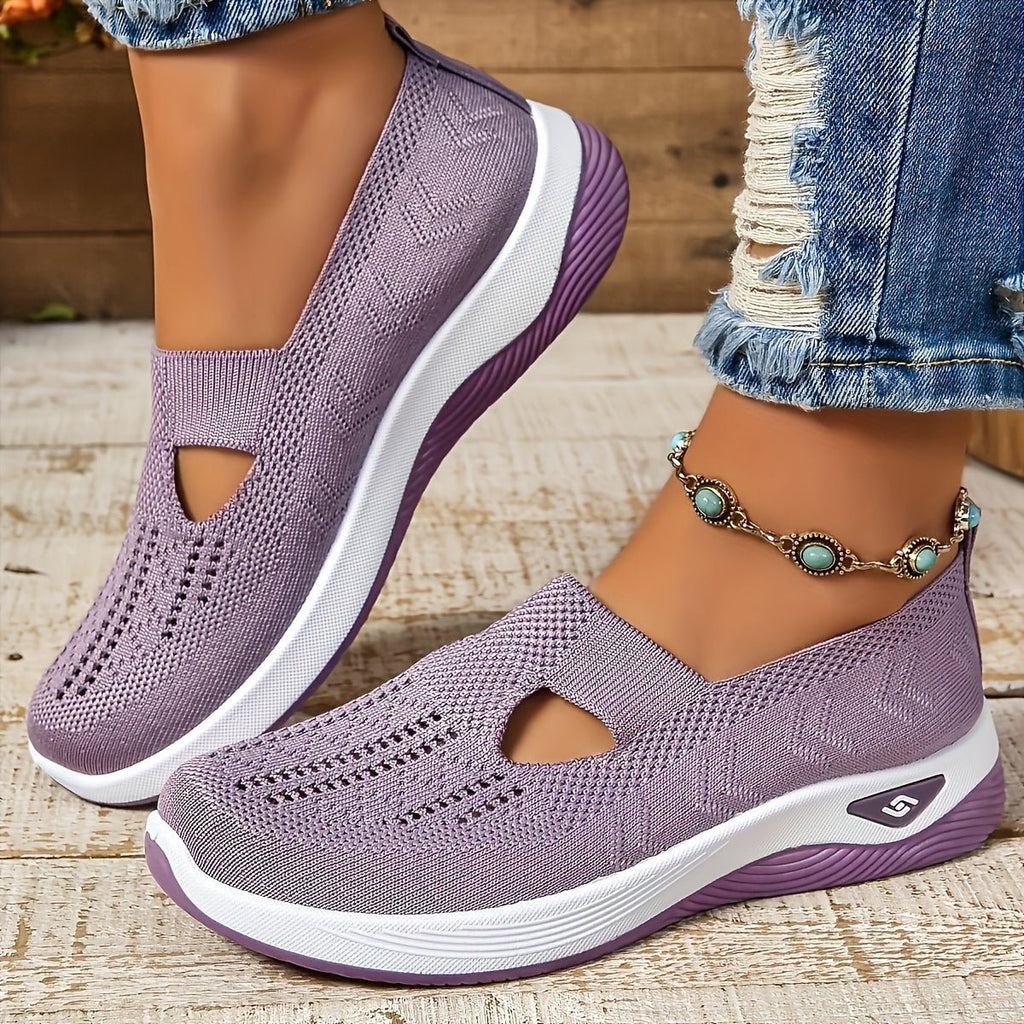 Women's Orthopedic Slip-On Comfortable Sandals Knit Sneakers - Lilac
