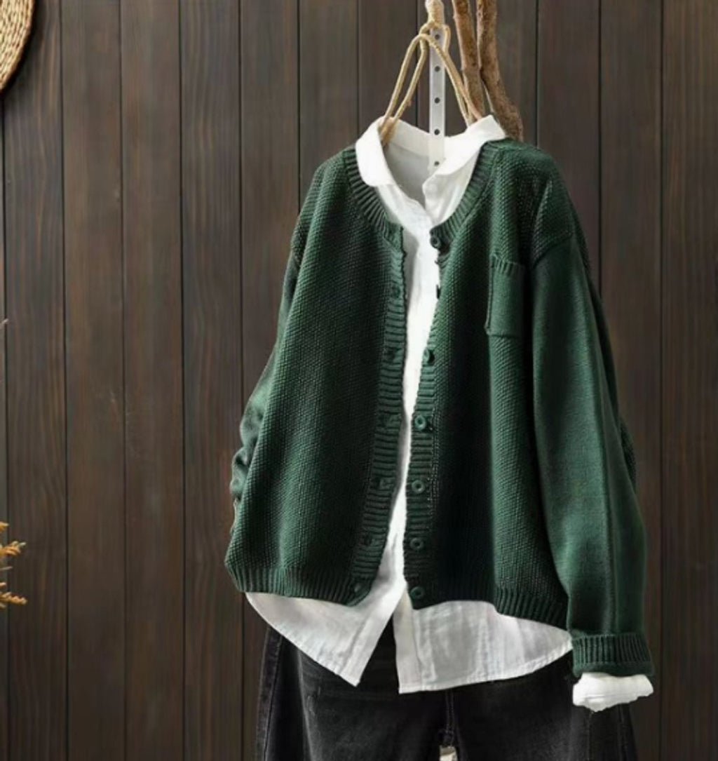 Women's Oversized Button-Front Knit Cardigan Sweater - Green