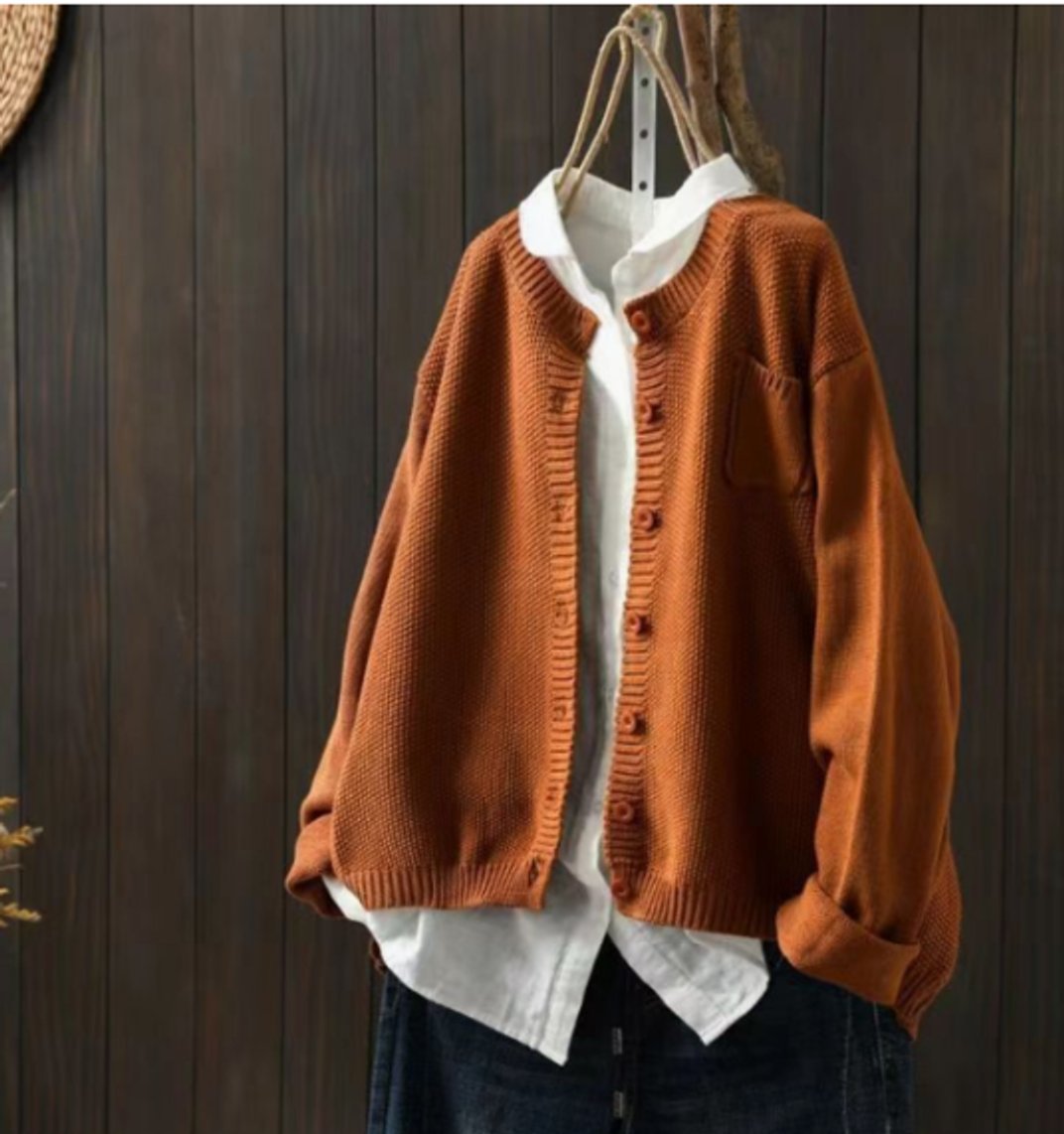 Women's Oversized Button-Front Knit Cardigan Sweater - Light Brown